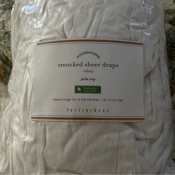 Pottery Barn Other - Pottery Barn Organic Cotton Smocked Sheer Drape set of 4